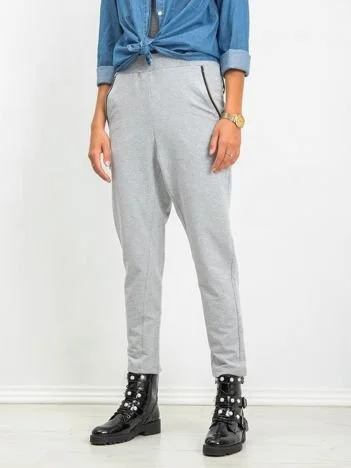 Pantaloni Trening Dama Lunga, Conica, ex moda, Gri Casual
