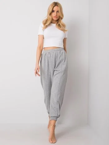 Pantaloni Trening Dama Mansete elastice, Bumbac, ex moda, Gri Casual