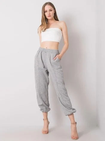 Pantaloni Trening Dama Lunga, Bumbac, ex moda, Gri Casual