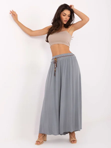 Pantaloni Dama Lunga, Larga, Och Bella, Gri Casual