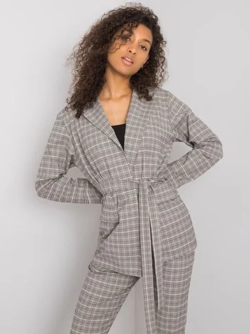 Sacou Dama Maneca lunga, Carouri, LAKERTA, Gri Eleganta Office