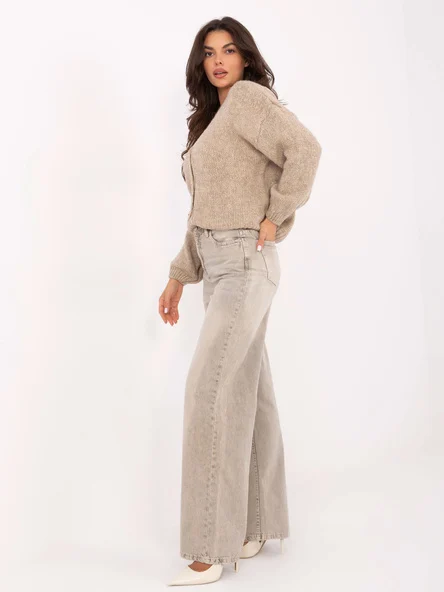 Pantaloni Dama Larga, Guler inalt, Sublevel, Bej Casual Marimi Mari