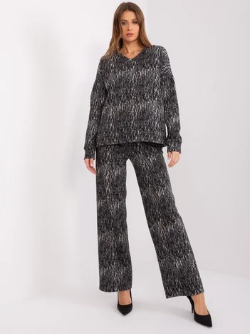 Compleu Dama Maneca lunga, Animal print, LAKERTA, Negru Eleganta Office