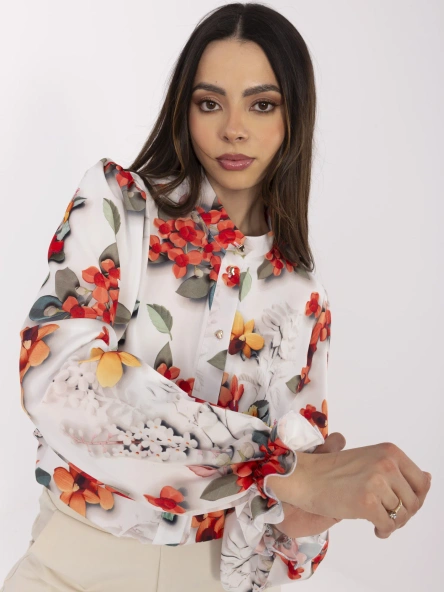 Camasa Dama Maneca lunga, Floral, LAKERTA, Gri Eleganta Office