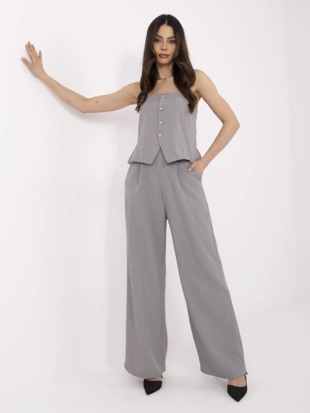 Compleu Dama Fara maneci, Croiala dreapta, ITALY MODA, Gri de Petrecere