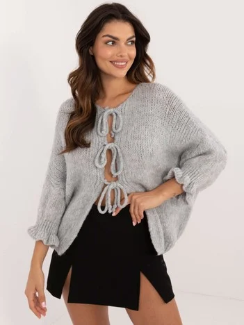 Pulover Dama Maneca 3/4, Guler inalt, ITALY MODA, Gri Casual