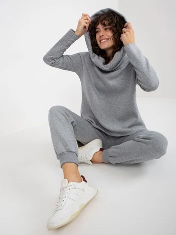 Compleu Dama Maneca lunga, Mansete elastice, ex moda, Gri Casual