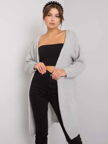 Cardigan Dama Maneca lunga, Decolteu alt tip de decolteu, Och Bella, Gri Eleganta Office