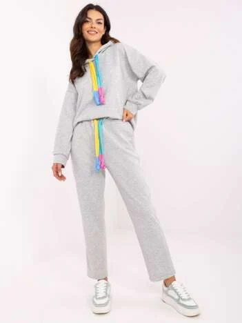 Compleu Dama Maneca lunga, Dreapta, ITALY MODA, Gri Casual