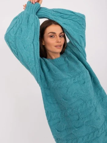 Pulover Dama Maxi, Oversize, Wool Fashion Italia, Turcoaz