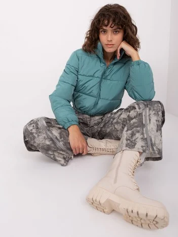 Jacheta Dama Mini, Guler inalt, MINORITY, Turcoaz Casual