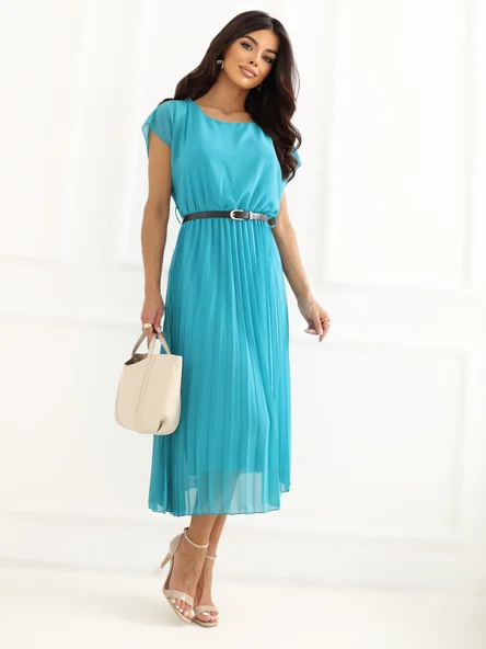 Rochie Dama Midi, Lejera, RUE PARIS, Turcoaz Eleganta Office
