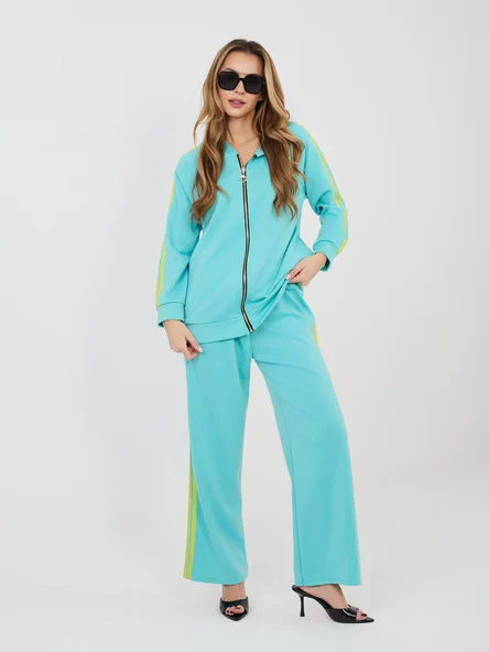 Compleu Dama Maneca lunga, Larga, RUE PARIS, Turcoaz Casual