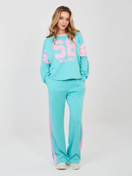 Compleu Dama Maneca lunga, Imprimat, RUE PARIS, Turcoaz Casual