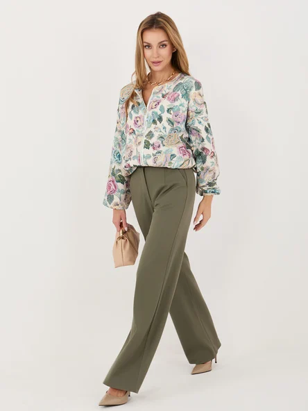 Jacheta Dama Floral, Decolteu rotund, ITALY MODA, Verde de Vara