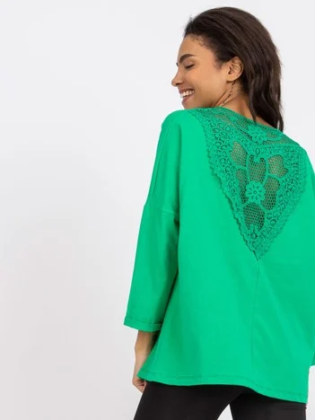 Bluza Dama Maneca 3/4, Dantela, RUE PARIS, Verde Eleganta Office