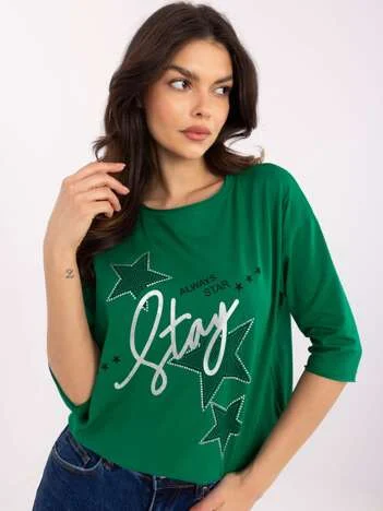 Bluza Dama Maneca 3/4, Imprimat, Calimera, Verde