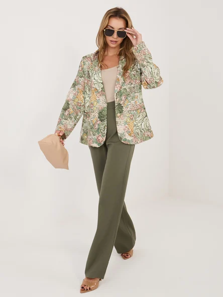 Sacou Dama Maneca lunga, Floral, ITALY MODA, Verde de Vara
