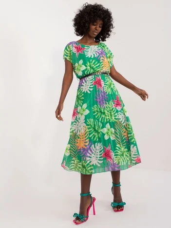 Rochie Dama Midi, Lejera, ITALY MODA, Verde de Vara