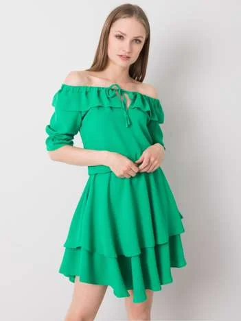 Rochie Dama Mini, Pe umeri, RUE PARIS, Verde Casual