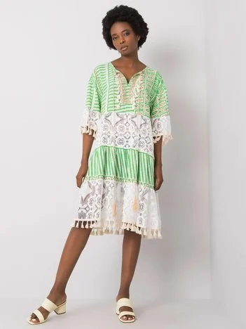 Rochie Dama Midi, Geometric, ITALY MODA, Verde Casual