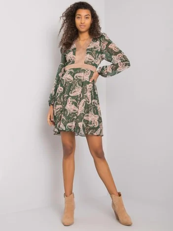 Rochie Dama Maxi, Imprimat, POLE&POLE, Verde Eleganta Office