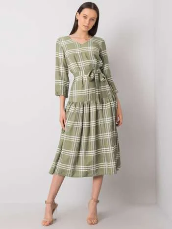 Rochie Dama Midi, Carouri, LAKERTA, Khaki Eleganta Office