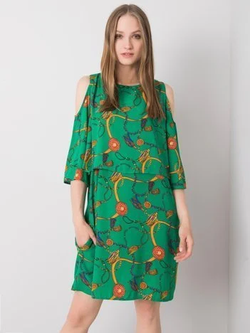 Rochie Dama Mini, Imprimat, RUE PARIS, Verde Casual
