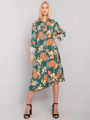 Rochie Dama Maxi, Imprimat, ex moda, Verde Eleganta Office