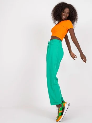 Pantaloni Dama Elegant, Guler inalt, RUE PARIS, Verde de Petrecere