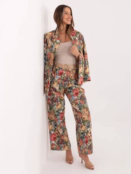 Pantaloni Dama Lunga, Floral, RUE PARIS, Verde