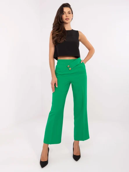 Pantaloni Dama Elegant, Guler inalt, RUE PARIS, Verde de Petrecere
