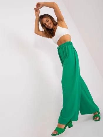 Pantaloni Dama Lejera, Guler inalt, Och Bella, Verde Casual