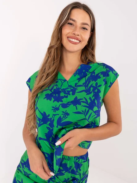 Bluza Dama Fara maneci, Decolteu in V, RUE PARIS, Verde Casual