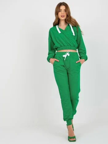 Compleu Dama Maneca lunga, Mansete elastice, ex moda, Verde Casual
