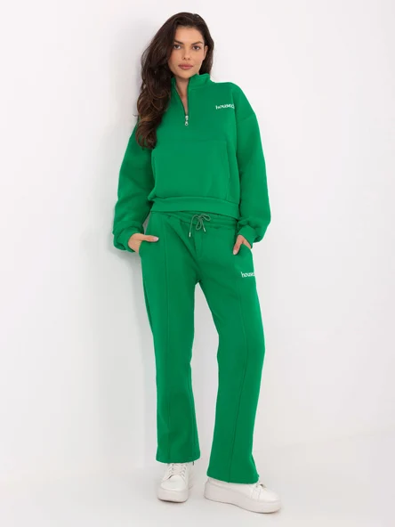 Compleu Dama Maneca lunga, Decolteu guler tunica, ex moda, Verde