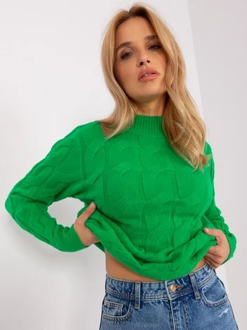 Pulover Dama Maneca lunga, Imprimat, Wool Fashion Italia, Verde Casual