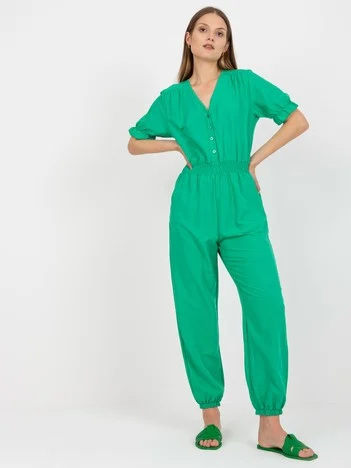 Salopeta Dama Maxi, Decolteu in V, RUE PARIS, Verde Eleganta Office