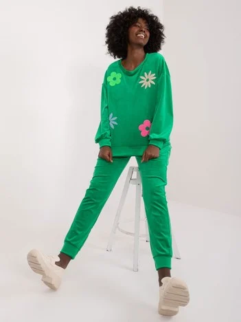 Compleu Dama Maneca lunga, Floral, ITALY MODA, Verde Casual