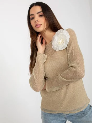 Compleu Dama Maneca lunga, Elegant, LAKERTA, Bej de Petrecere