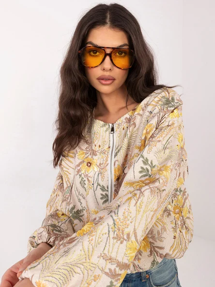 Jacheta Dama Maneca lunga, Floral, ITALY MODA, Galben de Vara