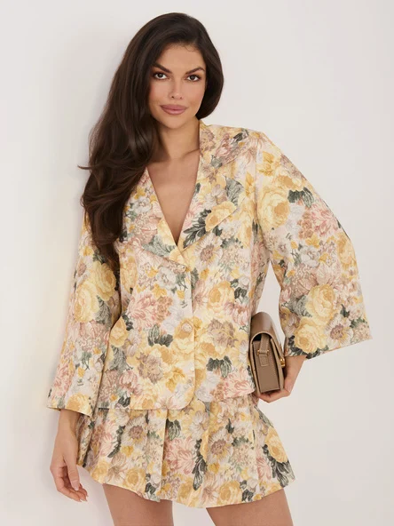 Sacou Dama Mini, Floral, ITALY MODA, Galben de Petrecere
