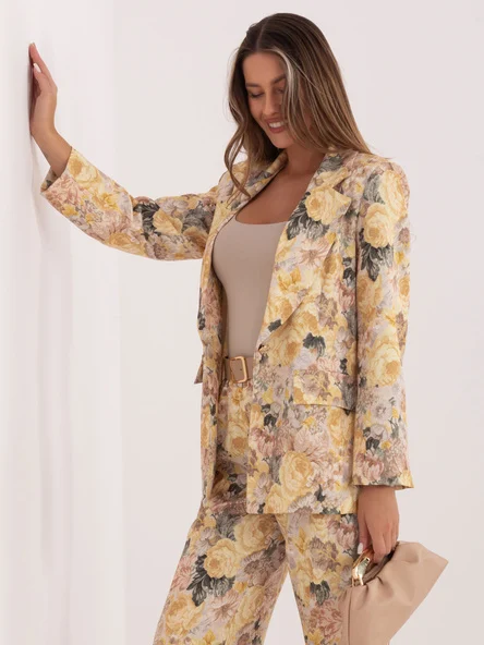 Sacou Dama Maneca lunga, Floral, RUE PARIS, Galben de Vara