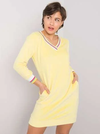 Rochie Dama Mini, Decolteu in V, RUE PARIS, Galben Eleganta Office