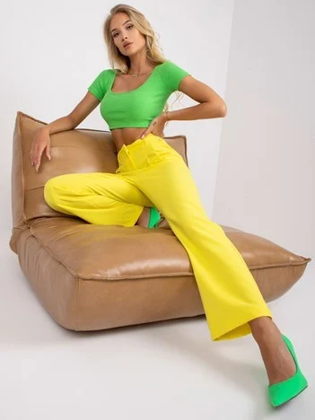 Pantaloni Dama Elegant, Guler inalt, RUE PARIS, Galben de Petrecere