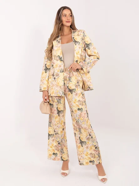 Pantaloni Dama Lunga, Floral, RUE PARIS, Galben