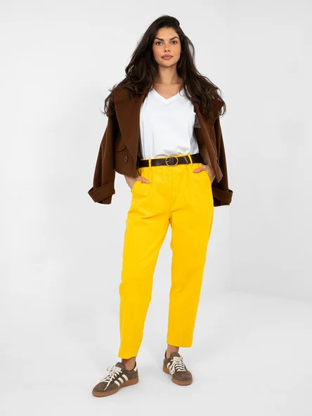 Pantaloni Dama 7/8, Conica, ITALY MODA, Galben Eleganta Office