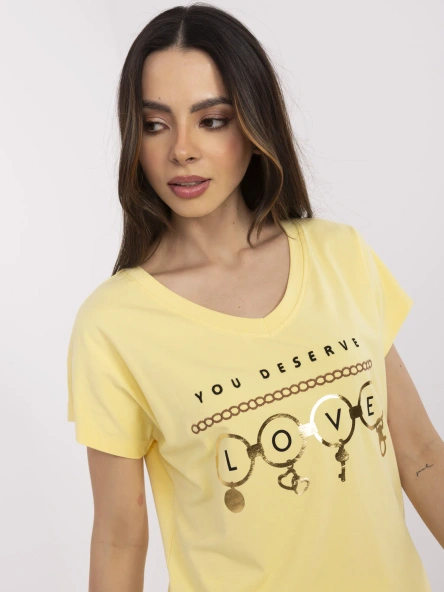 Tricou Dama Mini, Decolteu in V, Calimera, Galben Casual