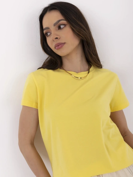 Tricou Dama Mini, Decolteu rotund, BASIC FEEL GOOD, Galben Casual