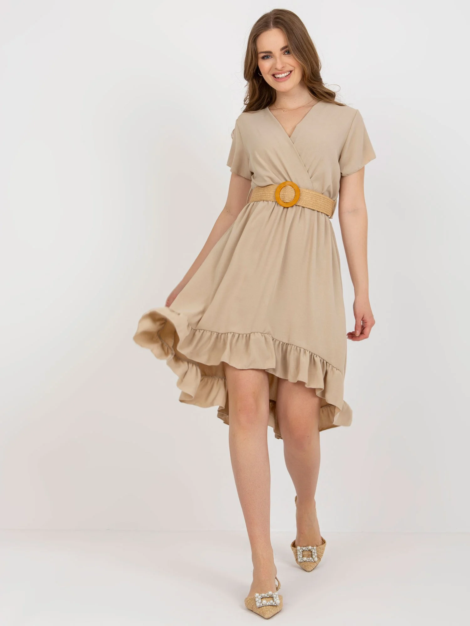 Rochie Dama Midi, Lejera, ITALY MODA, Bej de Vara - Image 3